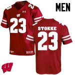 Men's Wisconsin Badgers NCAA #23 Mason Stokke Red Authentic Under Armour Stitched College Football Jersey LX31V23WP